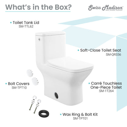 Swiss Madison Carre One-Piece Square Toilet Dual-Flush 1.1/1.6 gpf, Touchless - SM-1T264