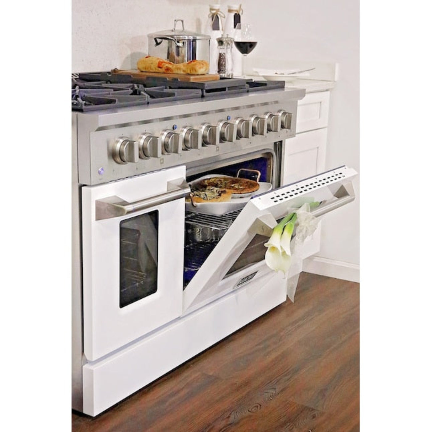 Kucht 48" Pro-Style Propane Gas Dual Fuel Range in Black with Rose Gold Accents, KDF482/LP-K-ROSE - KDF482/LP-K-ROSE