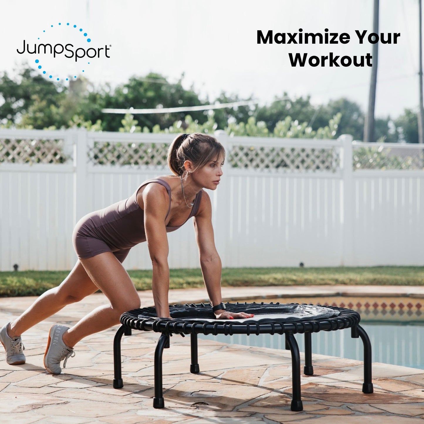 Disc-O-Bed JumpSport 370 PRO Indoor Heavy Duty Lightweight 39 In Fitness Trampoline, Black - 168418