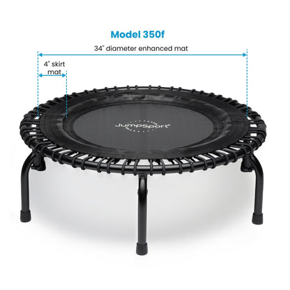 Disc-O-Bed JumpSport 350f Indoor Lightweight 39-Inch Folding Fitness Trampoline, Black - 168414