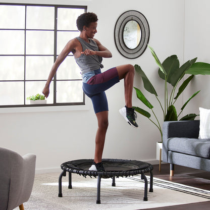 Disc-O-Bed JumpSport 370 PRO Indoor Heavy Duty Lightweight 39 In Fitness Trampoline, Black - 168418