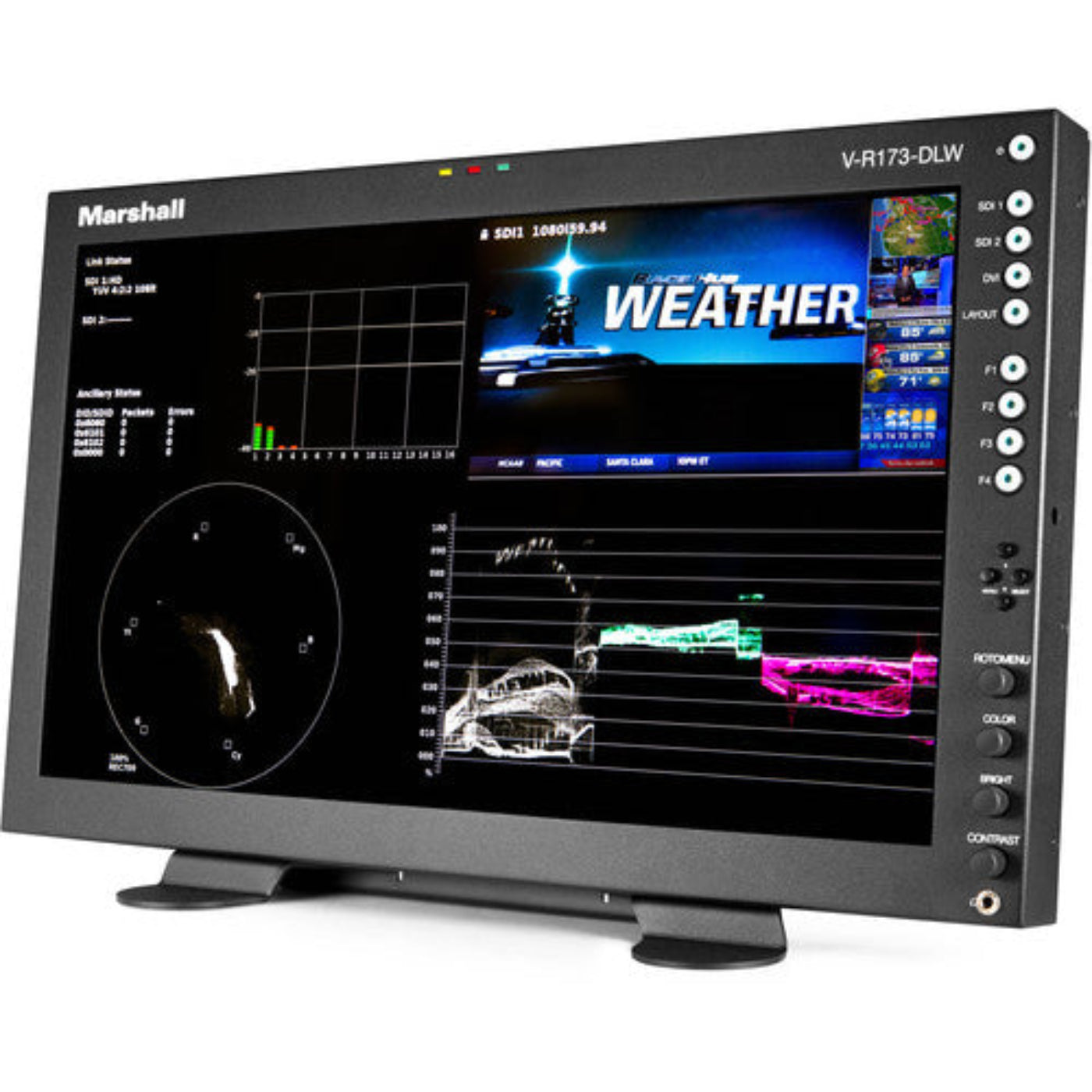 Marshall  17" Native HD Resolution IMD LCD Rack Mount Monitor with Waveform & Vectorscope Displays w/ Desktop Stand - V-R173-DLW-DT