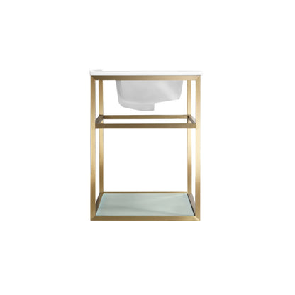 Swiss Madison Pierre 24 Single, Open Shelf, Gold Metal Frame Bathroom Vanity - SM-BV552G
