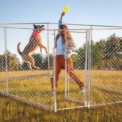 Lucky Dog 10' x 10' Heavy Duty Outdoor Chain Link Dog Kennel w/ Door (3 Pack) - 174144
