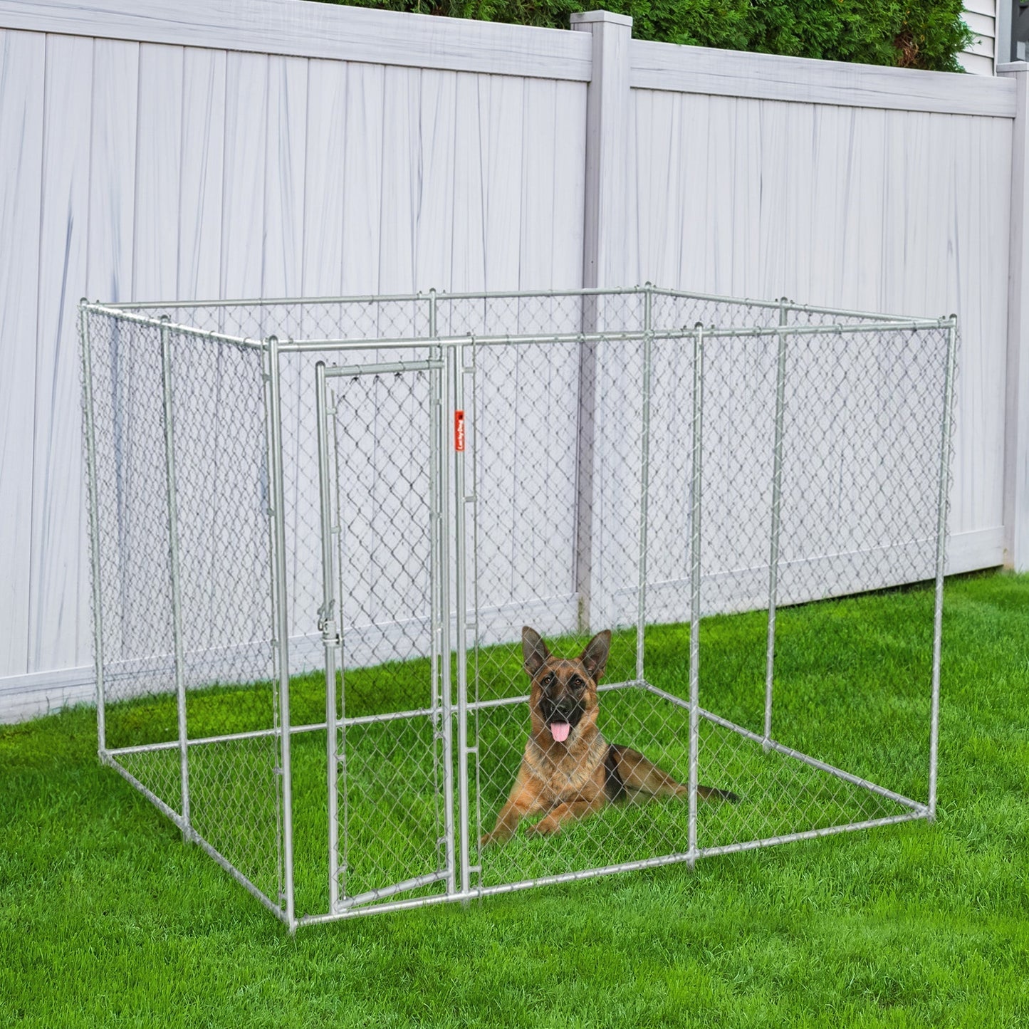 Lucky Dog 10' x 10' Heavy Duty Outdoor Chain Link Dog Kennel w/ Door (3 Pack) - 174144