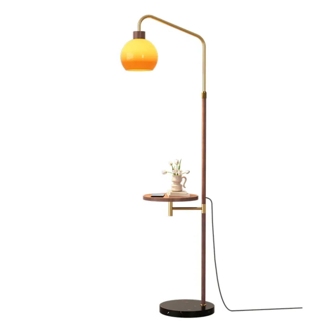 Kinnls Luca Artistic Floor Lamp with Side Tabletop