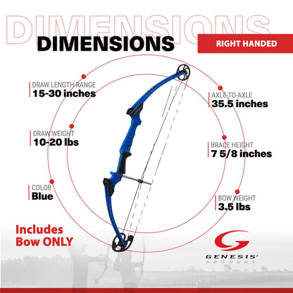 Genesis Archery Compound Bow Adjustable Sizing for Right Handed, Blue (4 Pack) - 323636