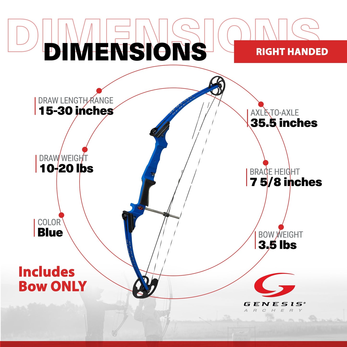 Genesis Archery Compound Bow Adjustable Sizing for Right Handed, Blue (3 Pack) - 323635