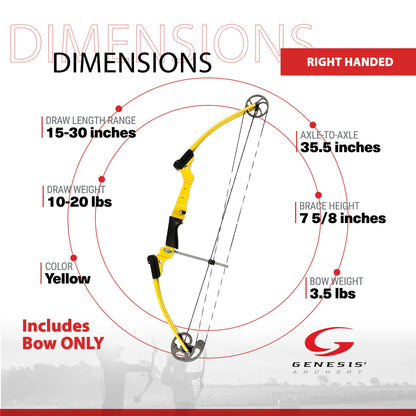 Genesis Archery Original Adjustable Right Handed Compound Bow, Yellow (5 Pack) - 323573