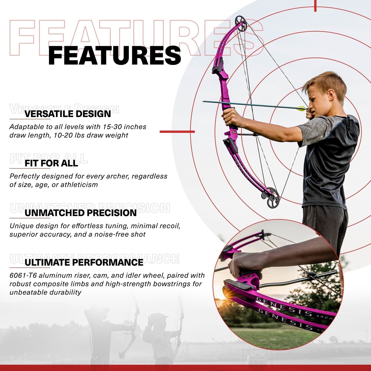 Genesis Archery Compound Bow Adjustable Sizing for Right Handed, Purple (2 Pack) - 323664