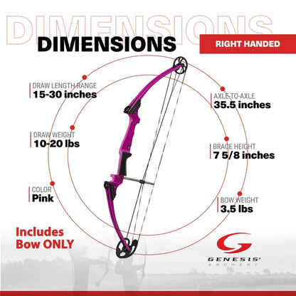 Genesis Archery Compound Bow Adjustable Sizing for Right Handed, Purple (4 Pack) - 323668