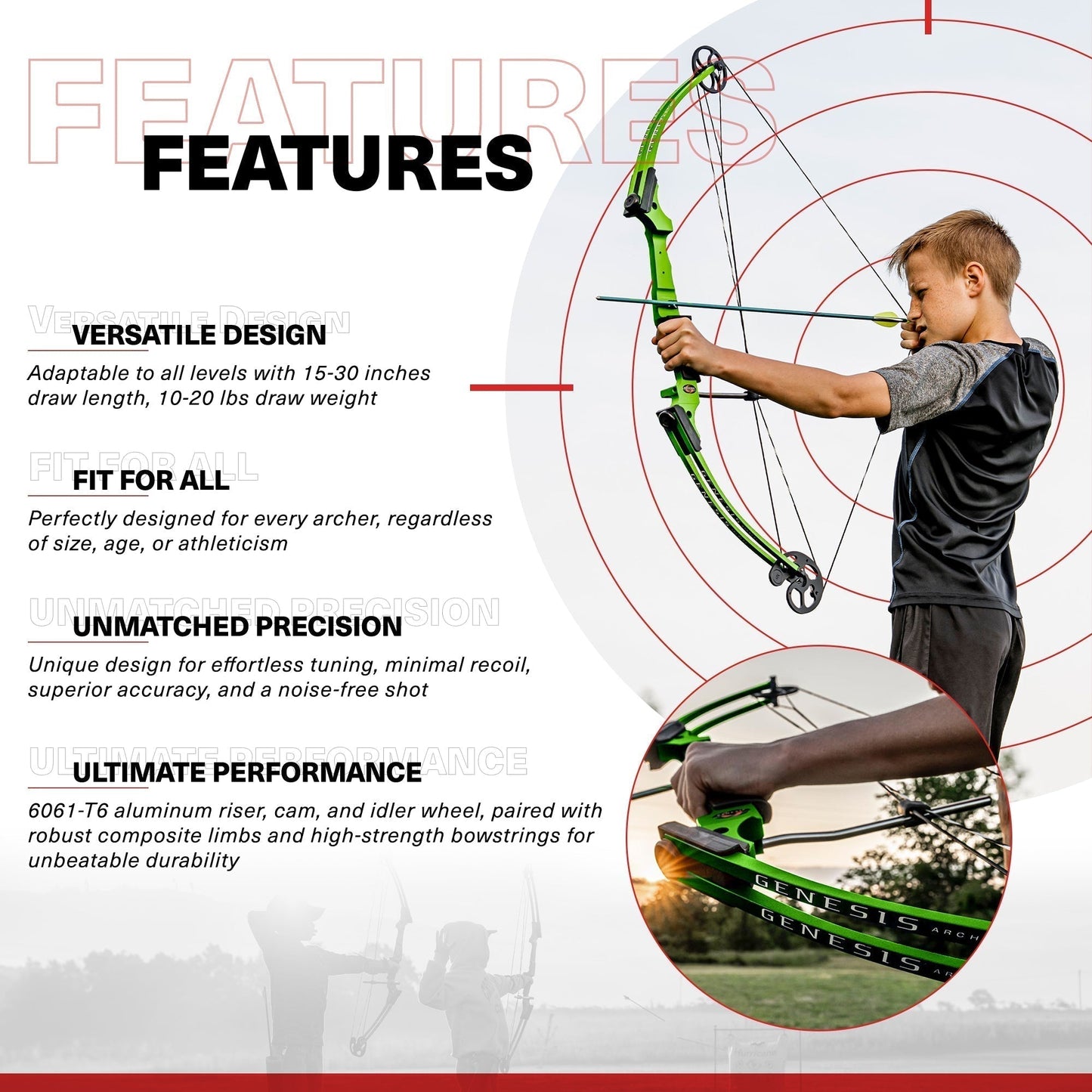 Genesis Archery Compound Bow Adjustable Sizing for Left Handed, Green (3 Pack) - 323631
