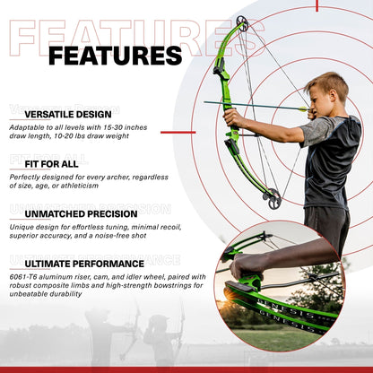 Genesis Archery Compound Bow Adjustable Sizing for Left Handed, Green (3 Pack) - 323631