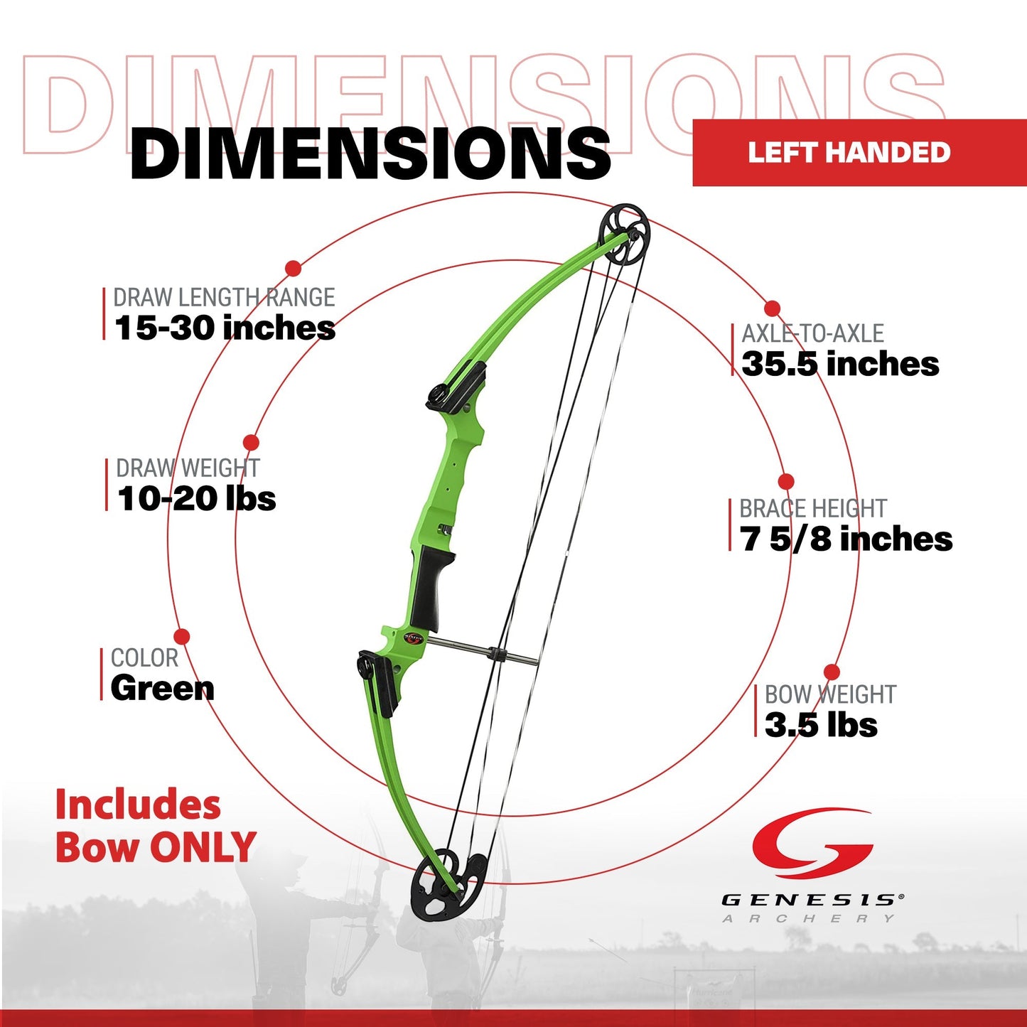 Genesis Archery Compound Bow Adjustable Sizing for Left Handed, Green (2 Pack) - 323630