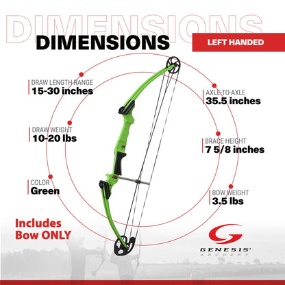 Genesis Archery Compound Bow Adjustable Sizing for Left Handed, Green (2 Pack) - 323630