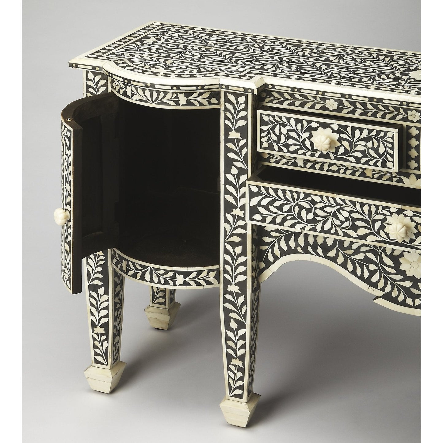 Butler Specialty Company Victoria Bone Inlay 57.25""W Buffet, Black  - 1843070