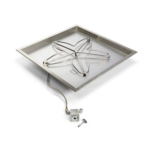 30″ Square Drop In Match Lit Fire Pit Kit - MLFPK30SQBL-FLEX-NG