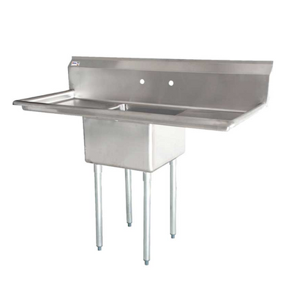 Chef AAA , One Tub Pot Sink 3.5 Inch Center Drain 2 Drain Boards - 43759
