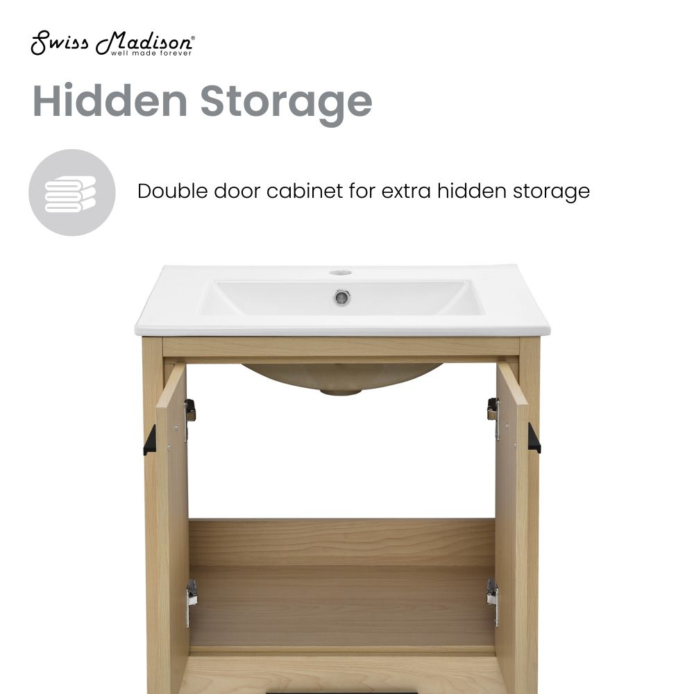 Swiss Madison Virage 24 Freestanding, Bathroom Vanity in Natural Oak - SM-BV730LK