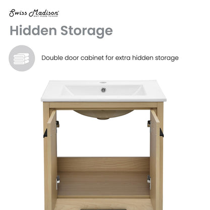 Swiss Madison Virage 24 Freestanding, Bathroom Vanity in Natural Oak - SM-BV730LK