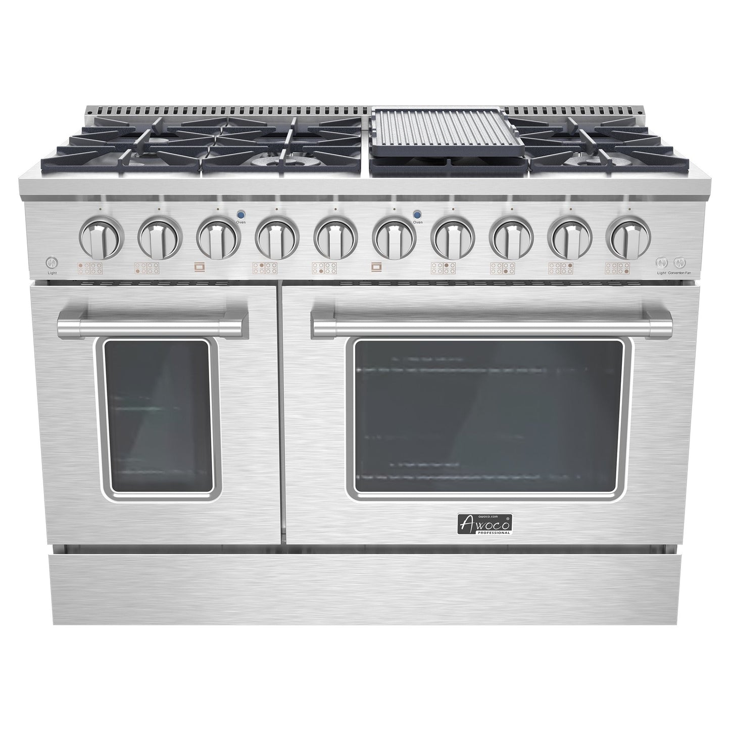 Awoco 48" 6.7 cu. ft. Stainless Steel Freestanding Gas Range - JK48A1-T-NG