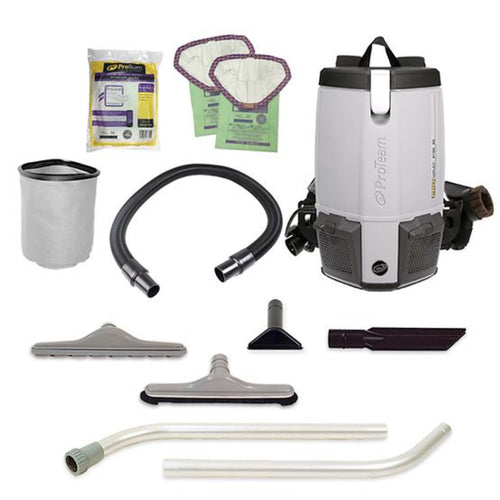 Proteam ProVac FS 6, Backpack Vacuum, 6QT, 11.6lbs, Electric, With Tools, HEPA - 107363