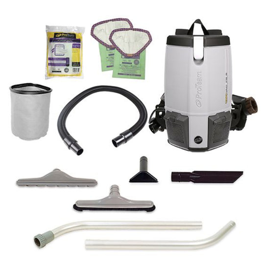 Proteam ProVac FS 6, Backpack Vacuum, 6QT, 11.6lbs, Electric, With Tools, HEPA - 107363