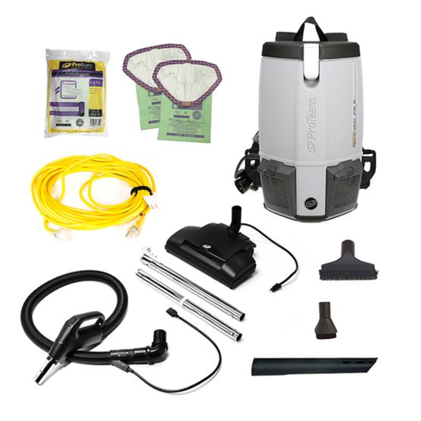 Proteam ProVac  Backpack Vacuum, 6QT, 11.6lbs, Electric, With Tools, HEPA, - 107461