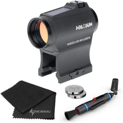 Holosun  Elite Sight Lens Cleaning Pen, Extra Battery and Lens Cleaning Cloth Bundle - HE503CU-GR_Towel_W4U-LCP_2032c