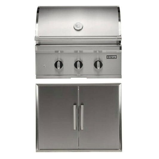 COYOTE 30" SL-SERIES GRILL PACKAGE - BUILT-IN GRILL WITH SEAR ZONE & ROTISSERIE, 26" DOUBLE ACCESS DOOR - C3SL30+CDA2426