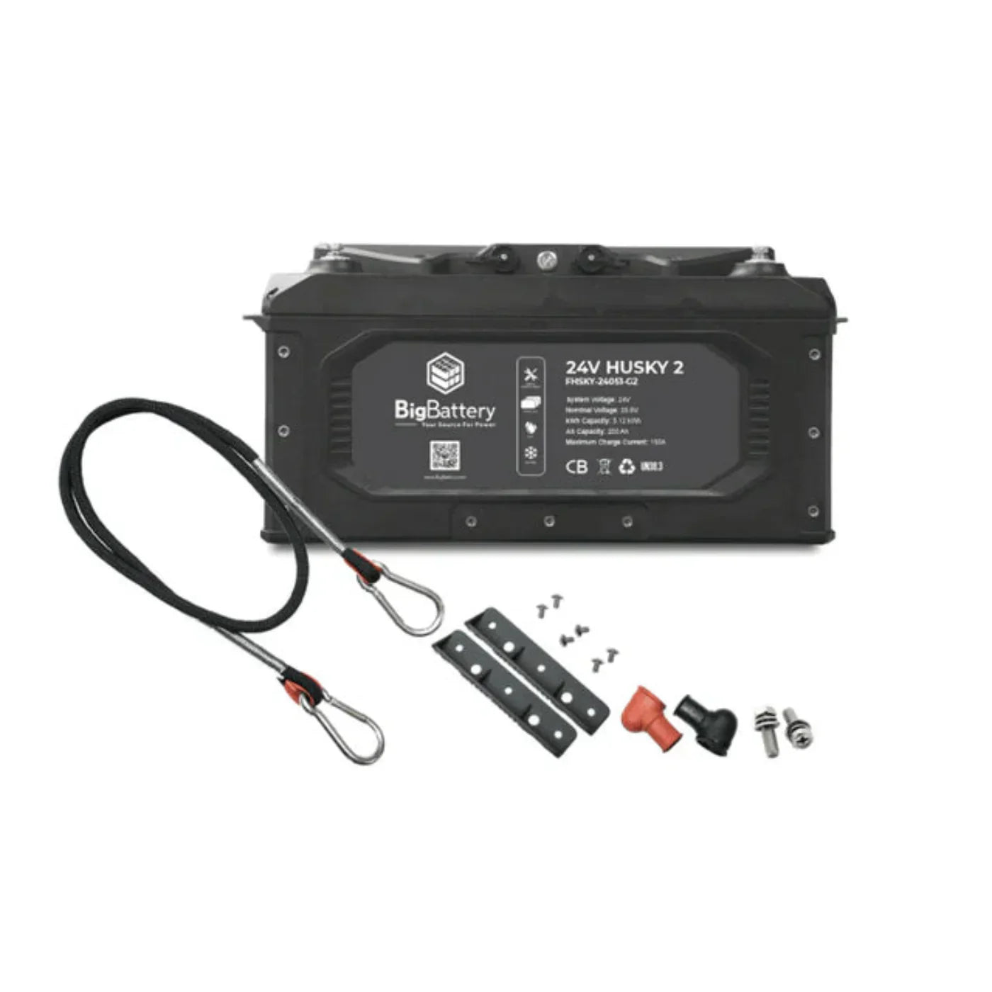 BigBattery 12V HUSKY 2 LiFePO4 Battery | 400Ah, 5.12kWh | Built-In BMS + Ring Terminal | 10-Year Warranty - FHSKY-12051-G2