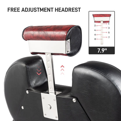 OmySalon BC1201 Classical Style Heavy Duty Hydraulic Reclining Barber Chair - G59000267