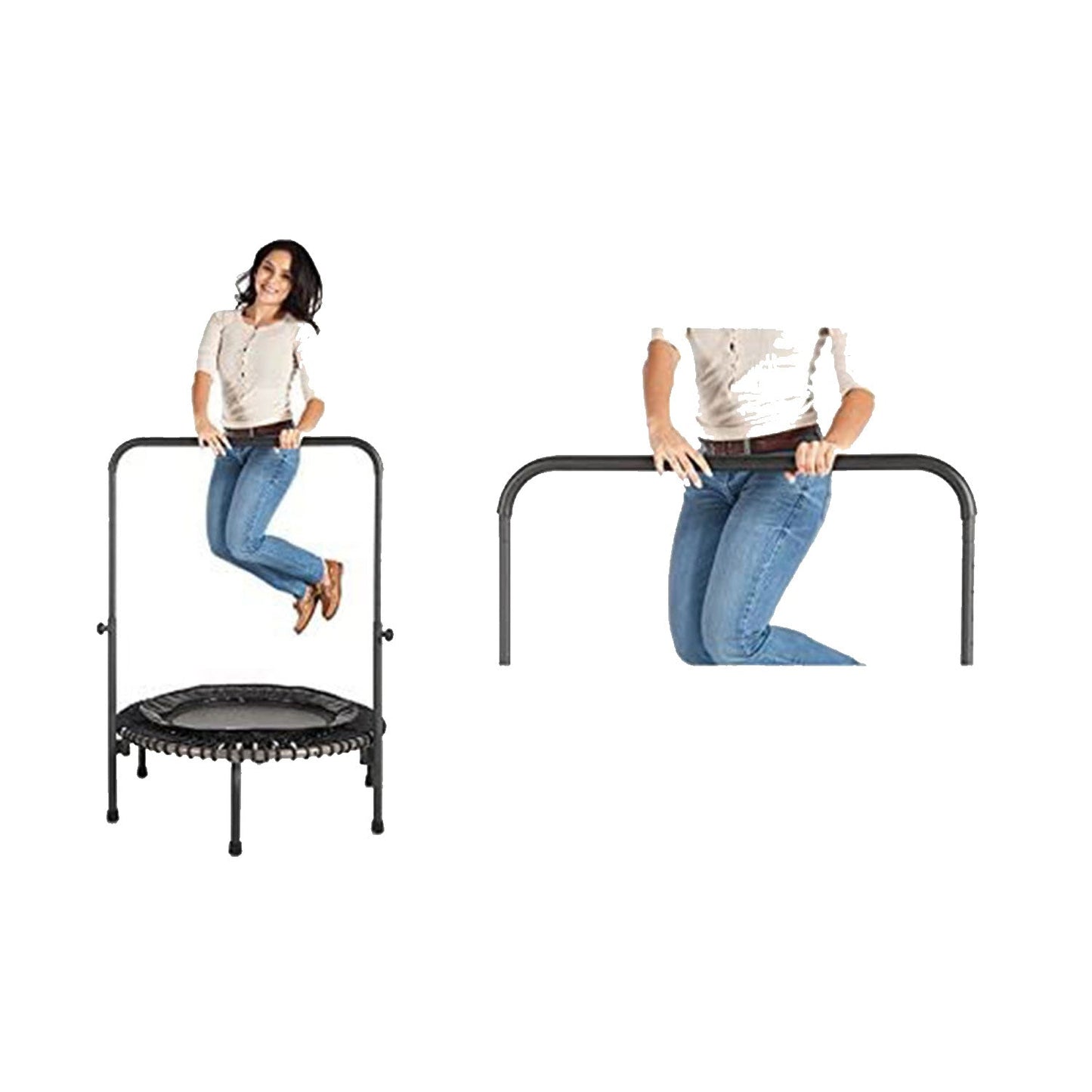 Disc-O-Bed JumpSport 220 Fitness Rebounder Mini Trampoline & Handle Bar Accessory, Black - 250093