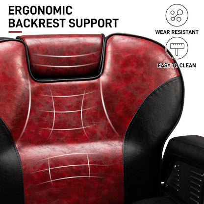 OmySalon BC1201 Classical Style Heavy Duty Hydraulic Reclining Barber Chair - G59000267