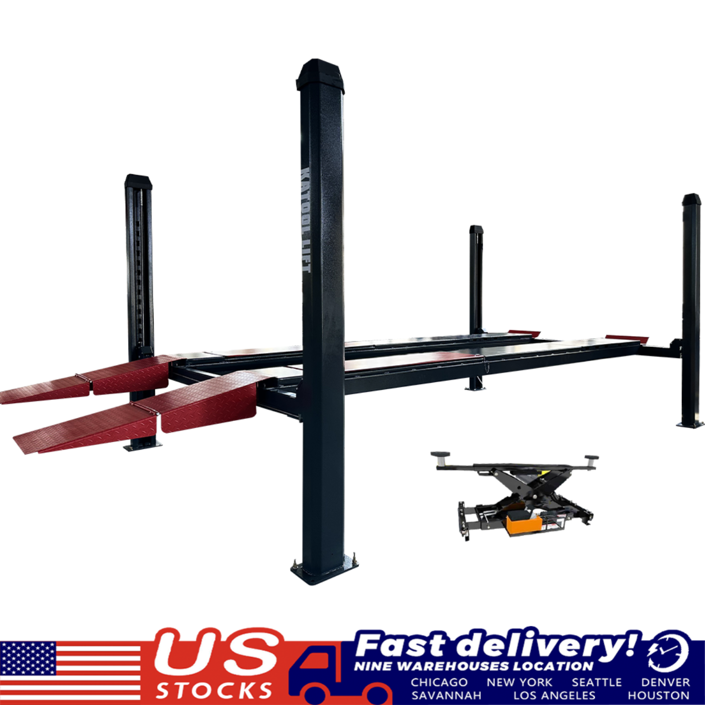Katool KT Heavy Duty Four Post Lift 12,000 lbs Capacity - 4H120X
