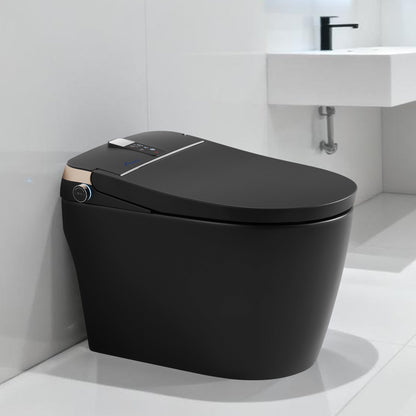 Awoco Smart Toilet with Bidet, Smart Bidet Toilet with Heated Seat, Auto Open Close, Foot Sensor Flush, Warm Water & Dryer, Remote Control, Digital Display, One Piece Toilet with Tank - AWC-ST-T3-MB