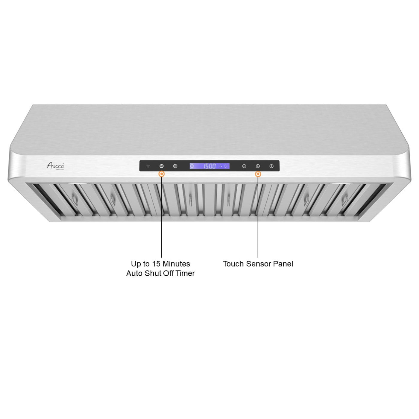 AWOCO RH-S10 Under Cabinet Range Hood Touch Remote Control 10" High 1000 CFM - RH-S10-30
