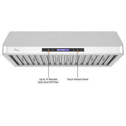 AWOCO RH-S10 Under Cabinet Range Hood Touch Remote Control 10" High 1000 CFM - RH-S10-30