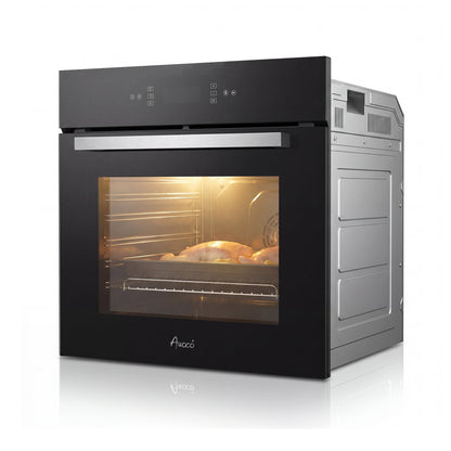 Awoco 24” Built-in Electric Oven, 2.37 Cu ft. Single Wall Oven with 11 Cooking Modes, 360° Rotating Rotisserie, 3440W, Touch Control, LCD Display, Timer, Stainless Steel Wall Oven for Kitchen - AWC-EO-TC11-AF