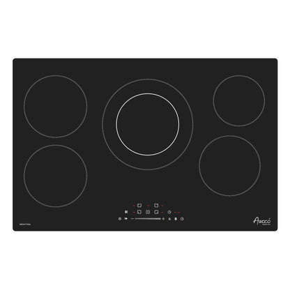 Awoco Ceramic Cooktop, Electric Stove with Burners with hard wire, 9 Power Levels Digital Timer Child Lock, Residual Heat Indicator, Automatic Shut-Off Easy Clean Touch Panel, 220-240V - CT-4C30