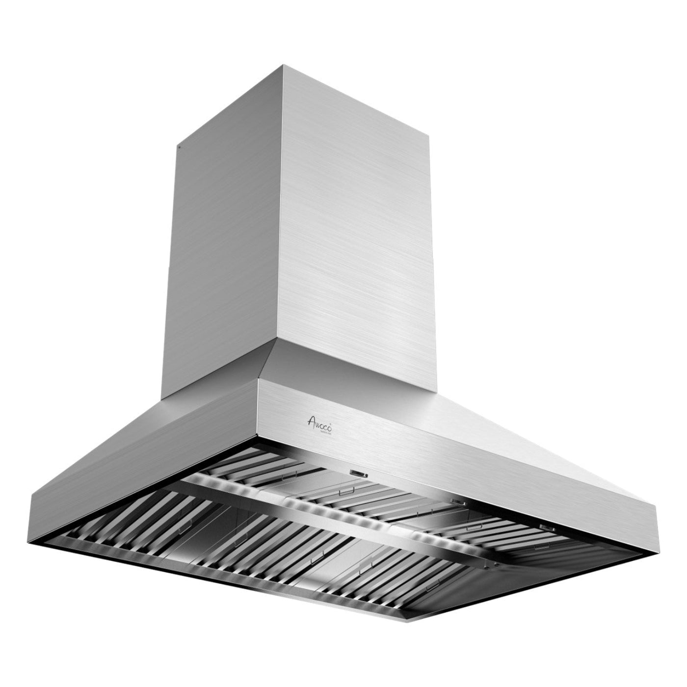 Awoco 48” Outdoor BBQ Wall Mount Vent Hood Type 304 Stainless Steel, 4 Speeds 2000 CFM, Dual Blowers, Adjustable LED Lights, 2 x 8” Round Top Vents - AWC-RH-WM-OD48