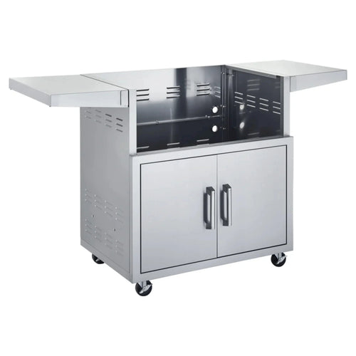Broilmaster 34-Inch Cart with 2 Doors and 2 Fold-Down Side Shelves in Stainless Steel  - BSACT34