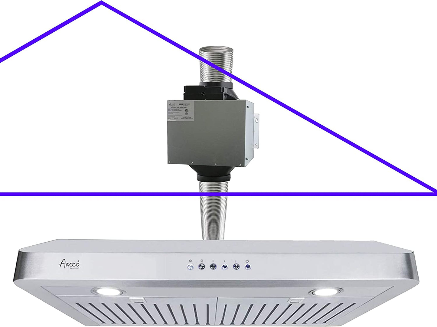 RH-SP06-T Quiet Split Range Hood - 6inch Top Vent - 800CFM