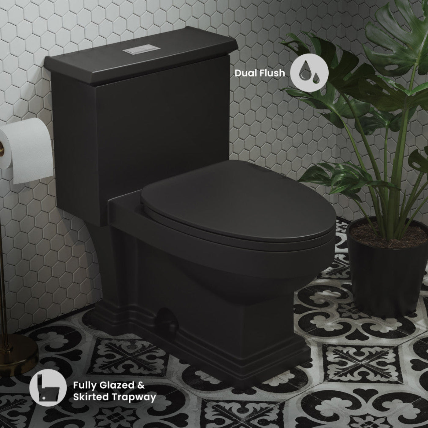 Swiss Madison Voltaire One-Piece Elongated Toilet Dual-Flush 1.1/1.6 gpf in Matte Black - SM-1T113MB