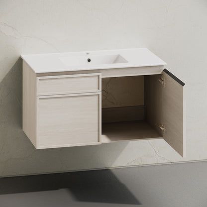 Swiss Madison St. Tropez 36" Wall-Mounted Bathroom Vanity in White Oak with Sink Top - SM-BV0829WO