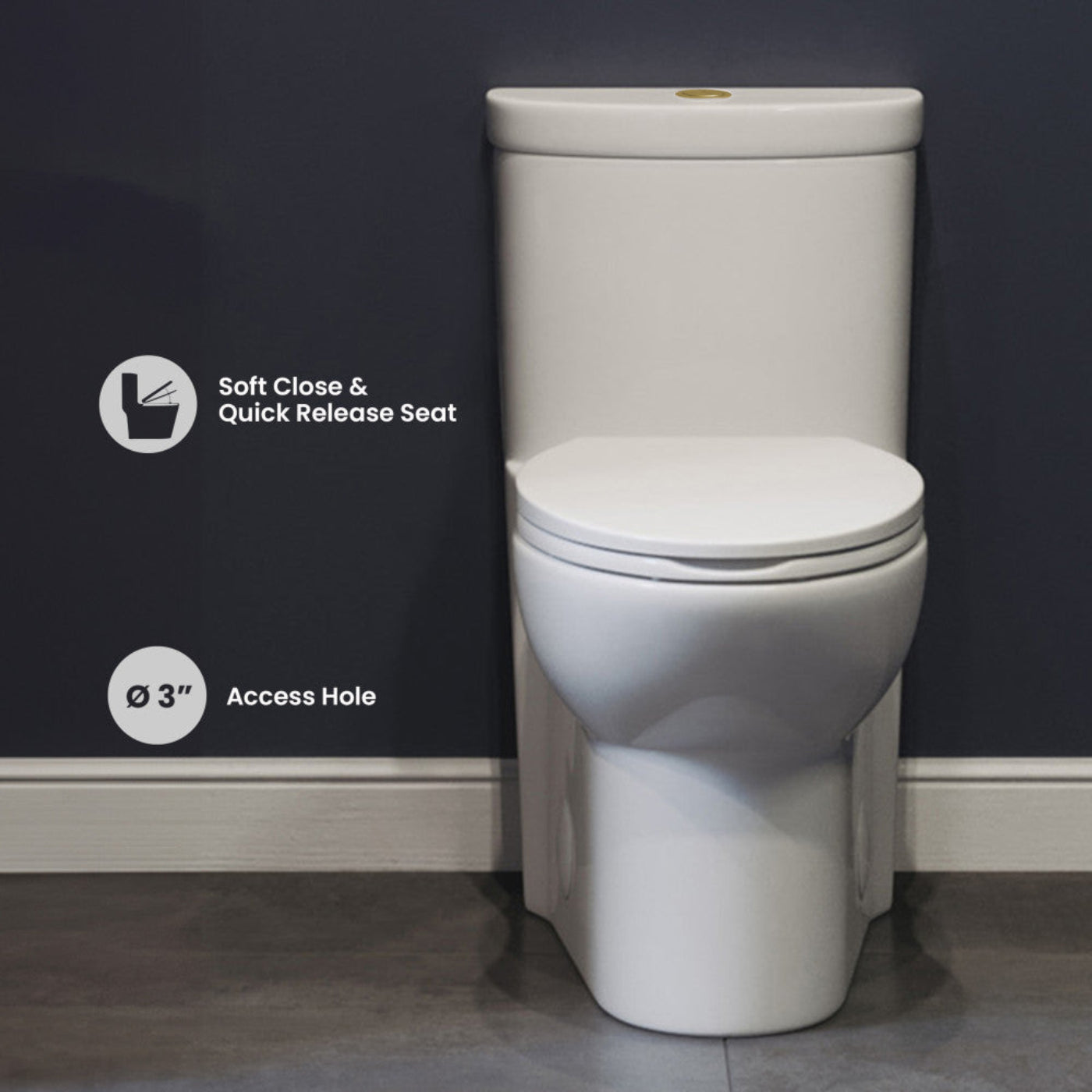 Swiss Madison Sublime One Piece Elongated Toilet Dual Flush, Brushed Gold Hardware 1.1/1.6 gpf - SM-1T205HG