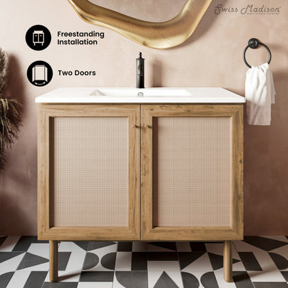 Swiss Madison Classe 36" Freestanding Bathroom Vanity in Golden Oak with Sink Top - SM-BV663