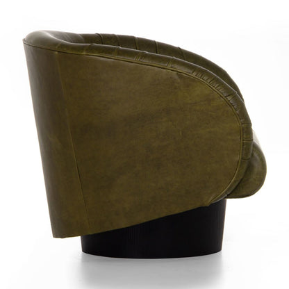 Union Home Rotunda Chair - Green Leather -  LVR00677