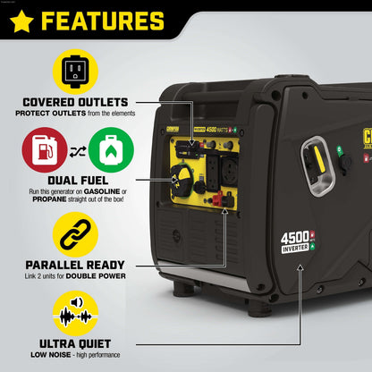 Aurora Generators Champion 4500-Watt Portable Dual Fuel Inverter Generator with Quiet Technology - PowerGen USA - 200991