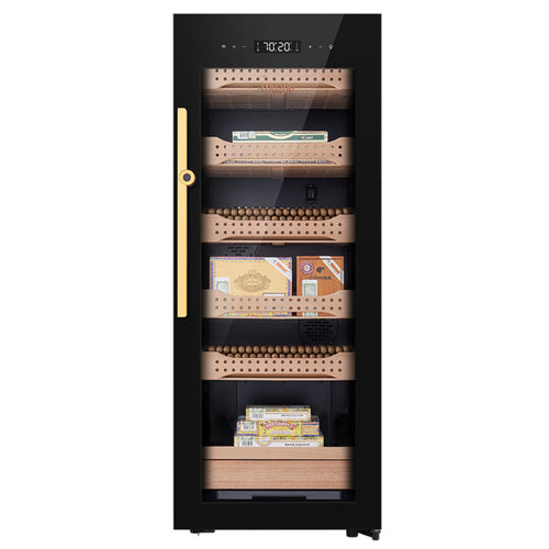 Afidano 1200 Count Cigar Humidor Cabinet Exterior in Steel, Temperature and Humidity Control with Touch Panel - CH-200AH